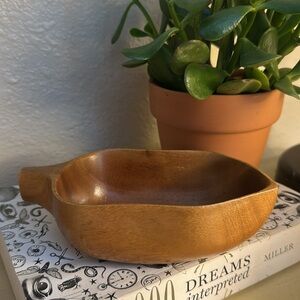 Blair Hawaii Monkey Pod Small Vintage Wool Leaf Bowl MCM Mid Century Modern